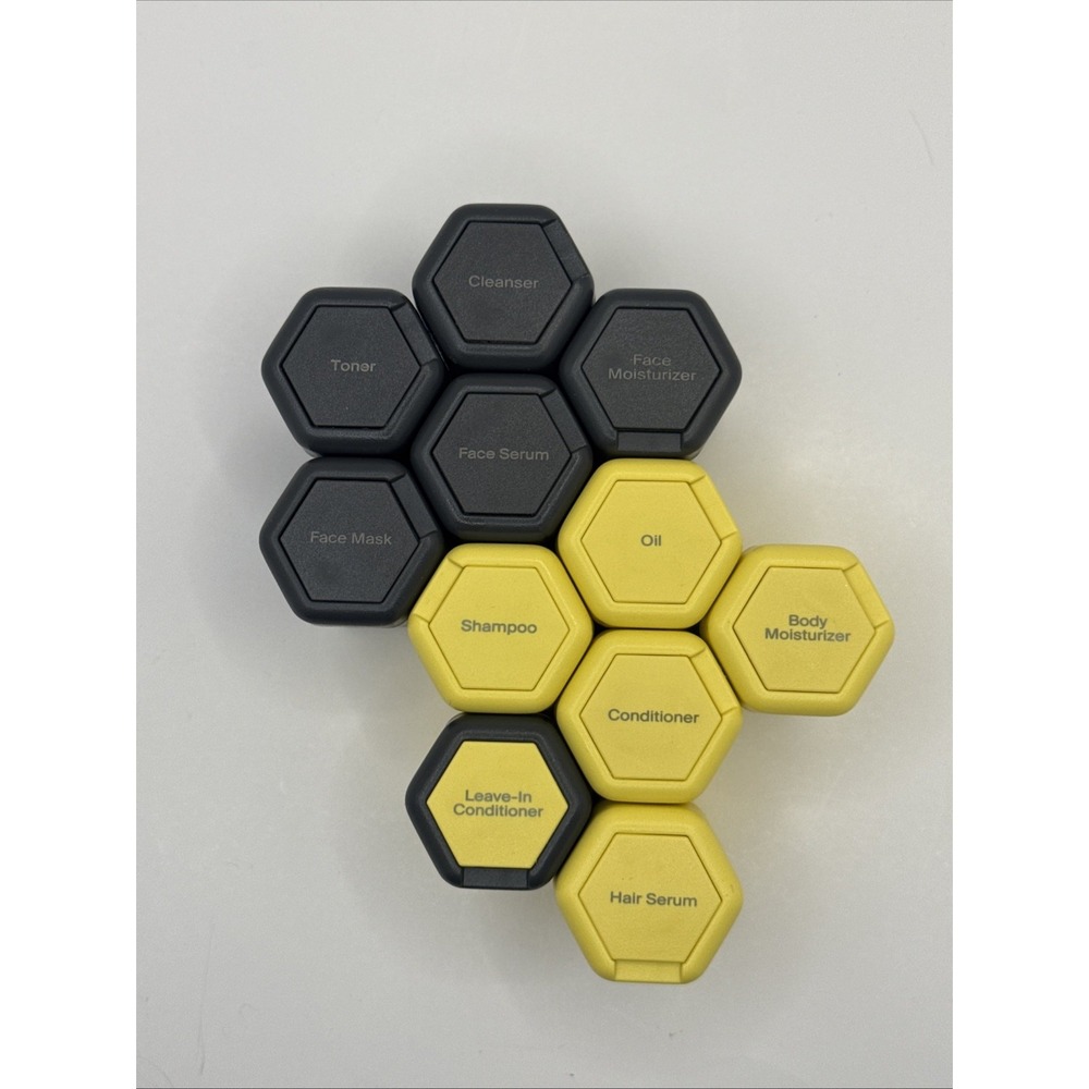 11 Cadence Travel Capsules Containers .56 Oz Lid Labels Magnetic Yellow Charcoal